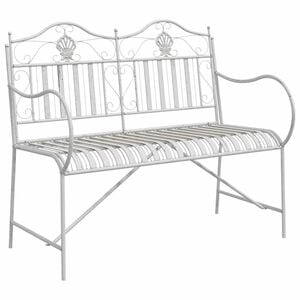 vidaXL Bancă de grădină 2 -Seater 103,5 x 59 x 89 cm Oțel Alb Antic