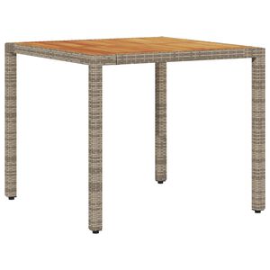 vidaXL Masă grădină, blat din lemn acacia gri 90x90x75 cm poliratan