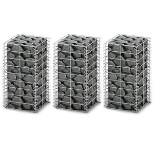 vidaXL Set gabioane, 3 buc., s&acirc;rmă galvanizată, 25 x 25 x 50 cm