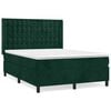 vidaXL Pat box spring cu saltea, verde &icirc;nchis, 140x200 cm, catifea