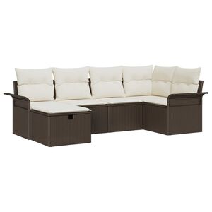 vidaXL Set de canapele pentru grădină cu pernă 6 pcs Rattan poli