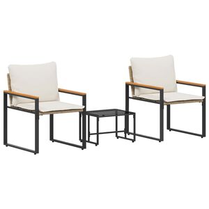 vidaXL Seturi de mobilier cu pernă 3 pcs Bej și alb crem Ratan