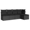 vidaXL Set mobilier de grădină cu perne, 5 piese, negru, poliratan