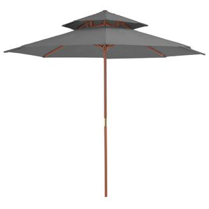 vidaXL Umbrelă de soare dublă, st&acirc;lp din lemn, 270 cm, antracit