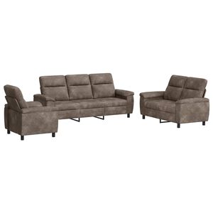 vidaXL Set de canapea 3 pcs Gri deschis Piele Suedată Sintetică