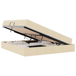 vidaXL Pat cu saltea și spațiu de depozitare Crem 160 x 200 cm