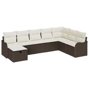vidaXL Set de canapele pentru grădină cu pernă 8 pcs Maro Rattan poli