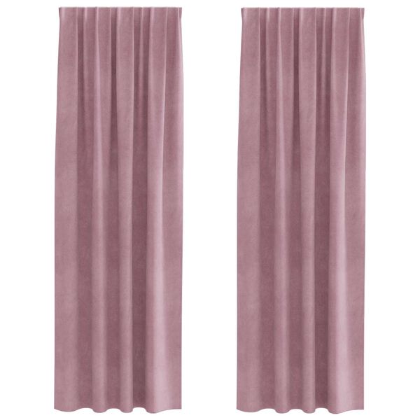 vidaXL Perdele opace 2 pcs Roz &icirc;nchis 140 x 245 cm Catifea