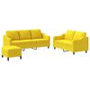 vidaXL Set de canapele cu perne, 3 piese, galben deschis, textil