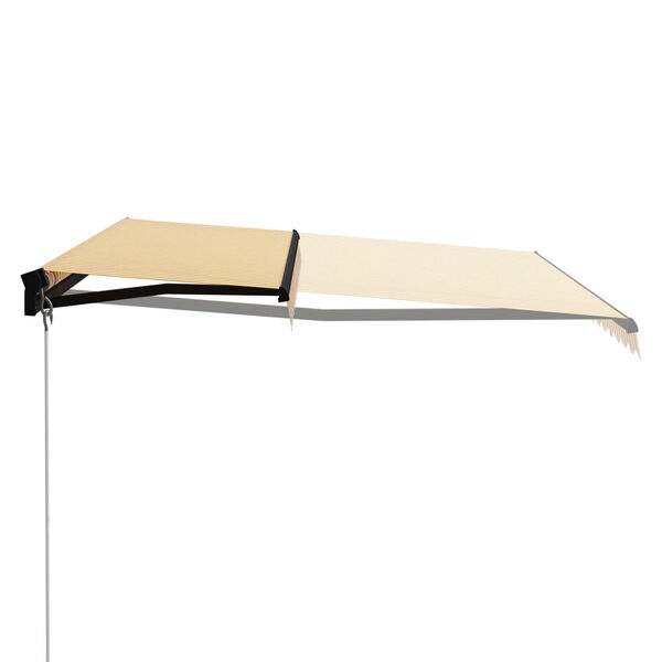 vidaXL Copertină retractabilă manual cu LED, galben/alb, 400 x 300 cm