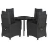 vidaXL Set mobilier de grădină cu perne, 5 piese, negru, poliratan