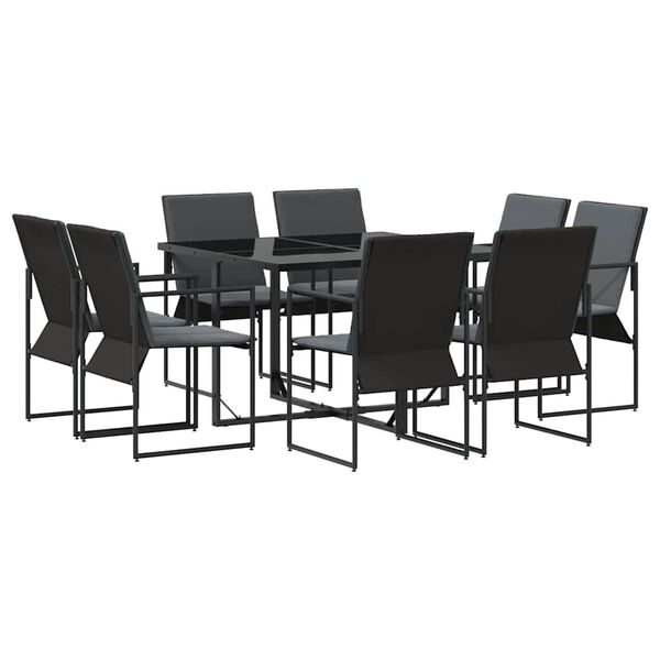 vidaXL Set de masă pentru grădină 9 pcs Negru Oțel