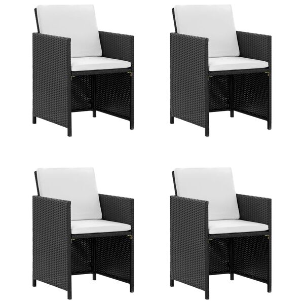 vidaXL Set mobilier de exterior cu perne, 9 piese, negru, poliratan