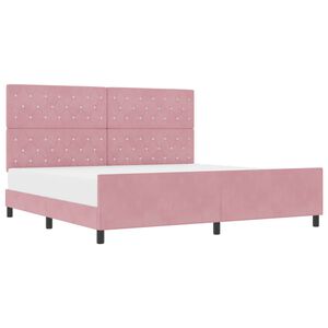 vidaXL Pat cu arcuri cu headboard Roz 200 x 200 cm Catifea