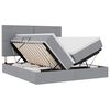 vidaXL Pat cu LED și saltea Gri deschis 200 x 200 cm Țesătură