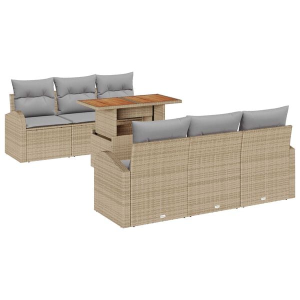 vidaXL Set de canapele pentru grădină 7 pcs Bej Rattan poli