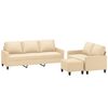 vidaXL Set de canapele cu perne, 3 piese, crem, textil