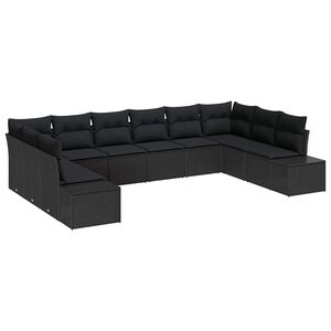 vidaXL Set de canapele pentru grădină 10 buc. 9-Număr de locuri Negru