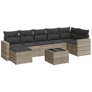 vidaXL Set mobilier de grădină cu perne, 8 piese gri deschis poliratan