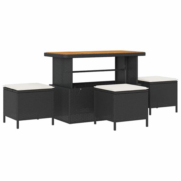 vidaXL Set de canapele pentru grădină cu pernă 9 pcs negru și crem