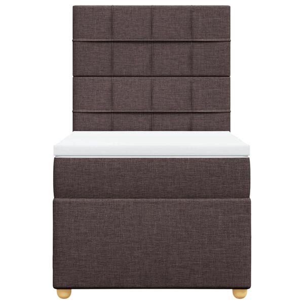 vidaXL Pat box spring cu saltea, maro &icirc;nchis, 80x200 cm, textil