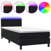 vidaXL Pat cu arcuri cu saltea și LED, negru, 100x220 cm, catifea