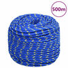vidaXL Fr&acirc;nghie de barcă, albastru, 10 mm, 500 m, polipropilenă