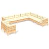 vidaXL Set mobilier grădină cu perne crem, 10 piese, lemn masiv de pin