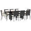 vidaXL Set mobilier de grădină cu perne, 9 piese, negru, poliratan