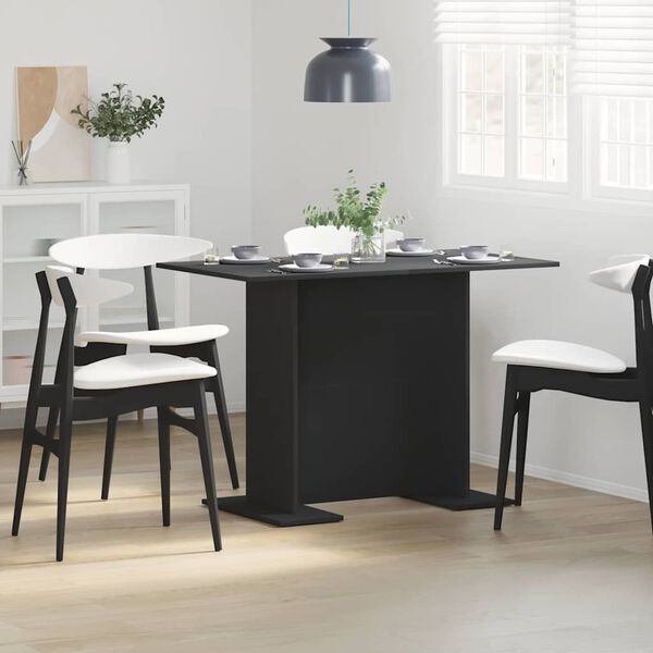vidaXL Masă de dining Negru 110 x 60 x 75 cm Lemn compozit