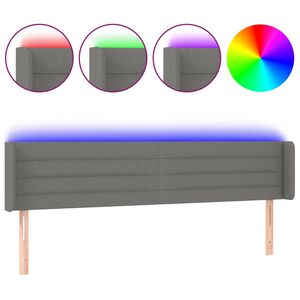 vidaXL Tăblie de pat cu LED, gri &icirc;nchis, 183x16x78/88 cm, textil