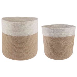 vidaXL Set de Ghivece pentru Plante 2 buc. Natural și Alb &Oslash; 28 x 28 cm