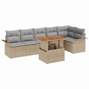vidaXL Set de canapele pentru grădină 7 pcs Beige și gri deschis