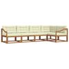 vidaXL Set de canapele de exterior cu pernă 5 pcs Natural și Crem