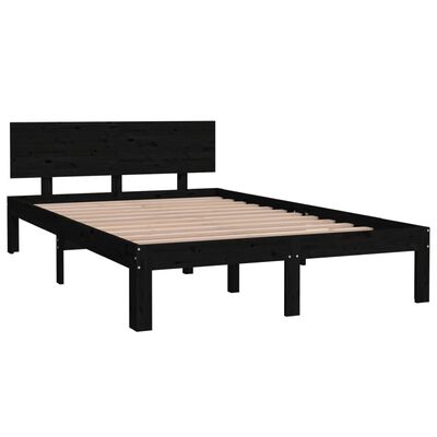 vidaXL Cadru de pat, negru, 120x200 cm, lemn masiv de pin