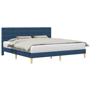 vidaXL Cadru de pat cu headboard albastru 180 x 200 cm Țesătură