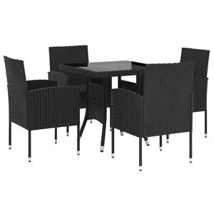 vidaXL Set mobilier de grădină, 5 piese, negru, poliratan