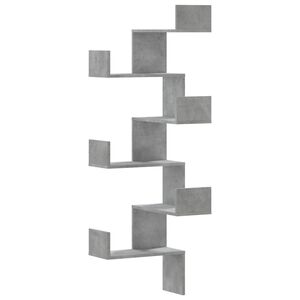 vidaXL Raft colțar perete gri beton 45x45x147 cm lemn prelucrat