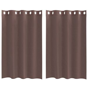 vidaXL Perdele Voile cu Oelii 2 buc Maro 140x175 cm