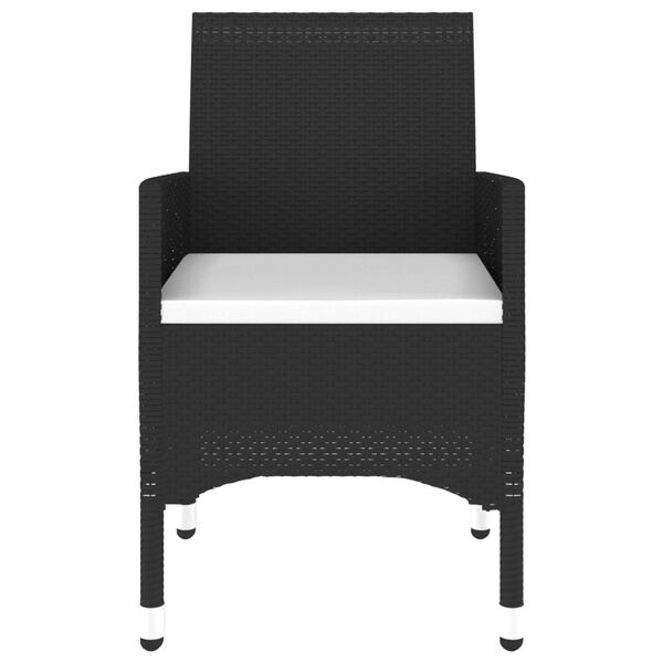 vidaXL Set mobilier grădină, 5 piese, negru, poliratan/sticlă tratată