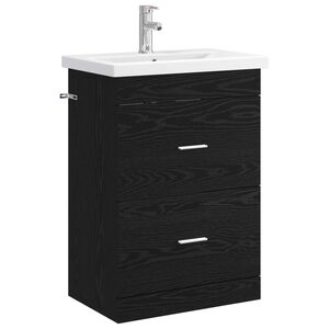 vidaXL Set de mobilier pentru baie Stejar Negru 61 x 40 x 84,5 cm