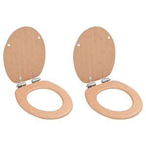 vidaXL Capace WC cu &icirc;nchidere silențioasă, 2 buc., MDF, design bambus