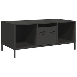 vidaXL Măsuță de cafea, negru, 101,5x50x43,5 cm, oțel laminat la rece