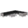 vidaXL Set mobilier de grădină cu perne,10 piese,gri &icirc;nchis, poliratan