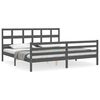 vidaXL Cadru pat cu tăblie 200x200 cm, gri, lemn masiv
