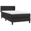 vidaXL Pat box spring cu saltea, negru, 90x200 cm, piele ecologică