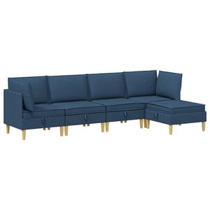 vidaXL Set de canapea modulară cu spațiu de stocare 5 buc. albastru