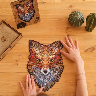 UNIDRAGON Puzzle din lemn 308 piese Fiery Fox, King size, 27x40 cm