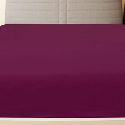 vidaXL Cearșaf de pat cu elastic, bordo, 90x200 cm, bumbac