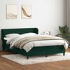vidaXL Pat box spring cu saltea, verde &icirc;nchis, 160x220 cm, catifea